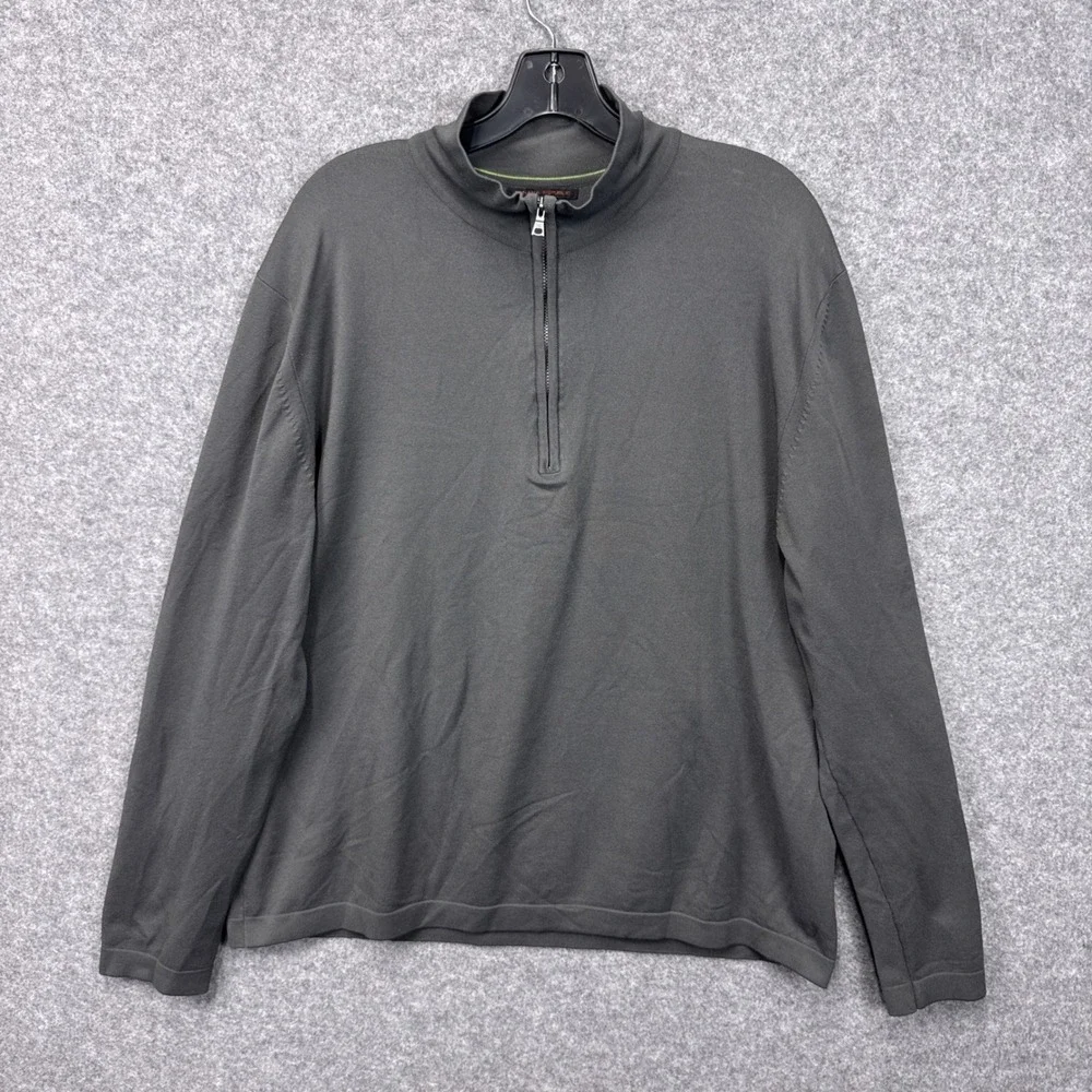 Banana Republic Quarter Zip Sweater XL Dark Gray Olefin Nylon Mock Neck Pullover